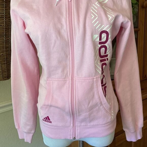 Adidas Zip-Up Bubblegum Pink Hoodie Size Small - Picture 3 of 9